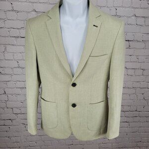 Eleganza Black Light Green Super 140's Slim Fit Blazer Sport Coat Size 36R
